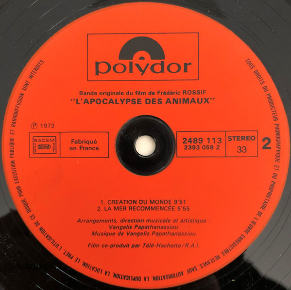 Vangelis - L'Apocalypse Des Animaux | Polydor (2489 113) - 4