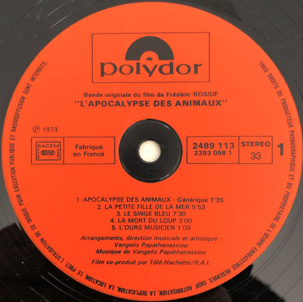 Vangelis - L'Apocalypse Des Animaux | Polydor (2489 113) - 3