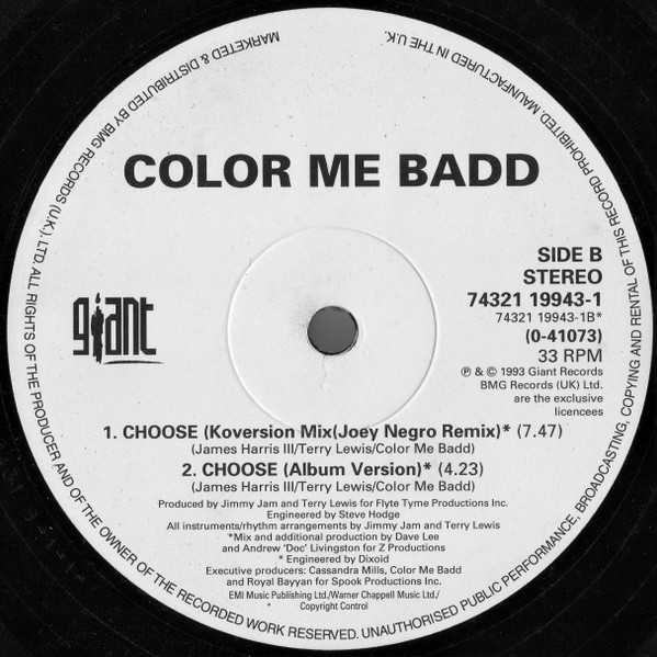 Color Me Badd - Choose | Giant Records (74321 19943-1) - 4