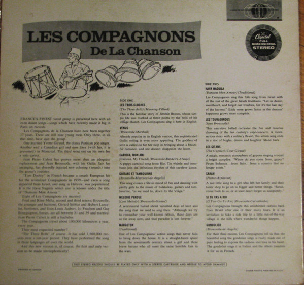 Les Compagnons De La Chanson - Les Compagnons De La Chanson | Capitol Records (ST10227) - 2 Les Compagnons De La Chanson - Les Compagnons De La Chanson | Capitol Records (ST10227) - 2