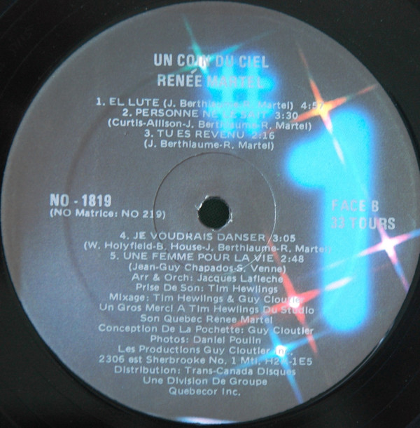 Renée Martel - Un Coin Du Ciel / El Lute | Les Disques N°1 (NO 1819) - 4 Renée Martel - Un Coin Du Ciel / El Lute | Les Disques N°1 (NO 1819) - 4