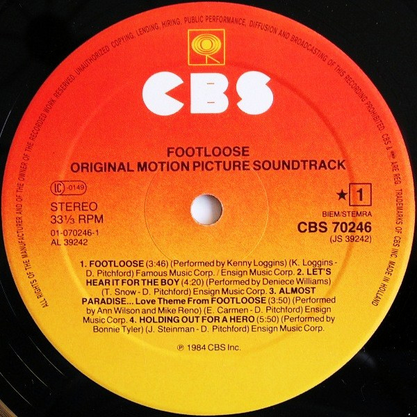 Various - Footloose (Original Soundtrack Of The Paramount Motion Picture) | CBS (CBS 70246) - 3 Various - Footloose (Original Soundtrack Of The Paramount Motion Picture) | CBS (CBS 70246) - 3