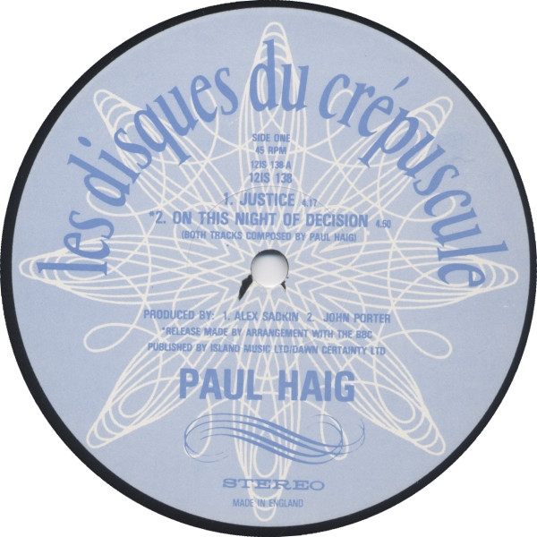 Paul Haig - Justice | Les Disques Du Crépuscule (12IS 138) - 4 Paul Haig - Justice | Les Disques Du Crépuscule (12IS 138) - 4