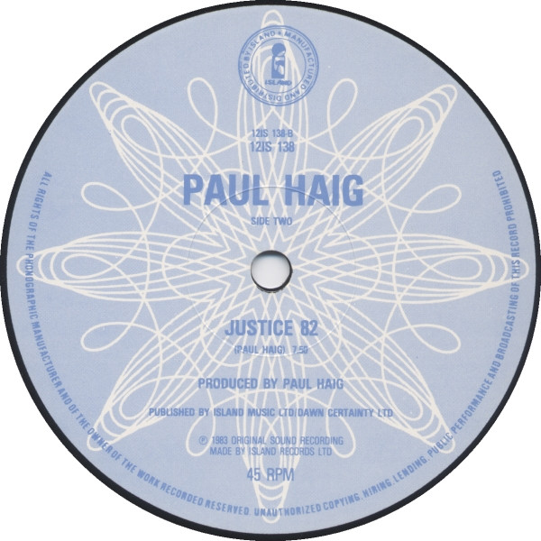 Paul Haig - Justice | Les Disques Du Crépuscule (12IS 138) - 3 Paul Haig - Justice | Les Disques Du Crépuscule (12IS 138) - 3