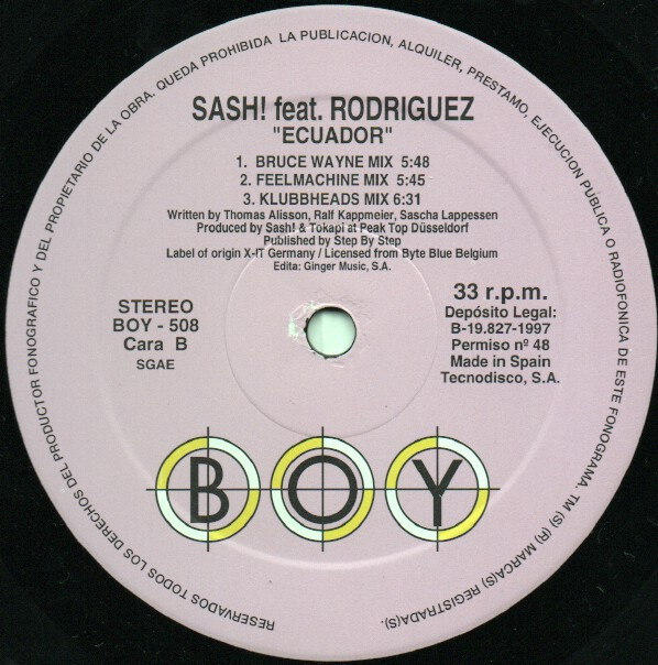 Sash! Featuring Rodriguez - Ecuador | Boy Records (BOY-508) - 4