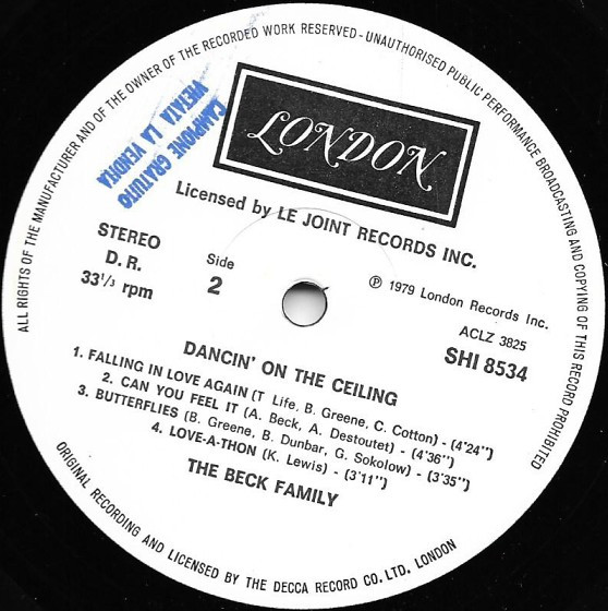 The Beck Family - Dancin' On The Ceiling | London Records (SHI 8534) - 4