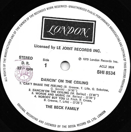 The Beck Family - Dancin' On The Ceiling | London Records (SHI 8534) - 3