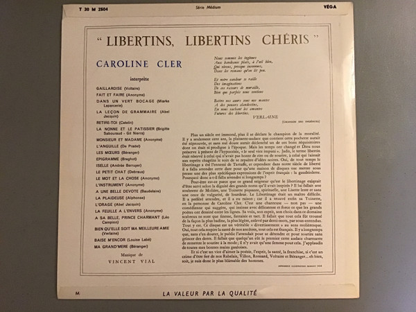 Caroline Cler - Libertins, Libertins Chéris! | Vega (T 30 M 2504) - 2 Caroline Cler - Libertins, Libertins Chéris! | Vega (T 30 M 2504) - 2