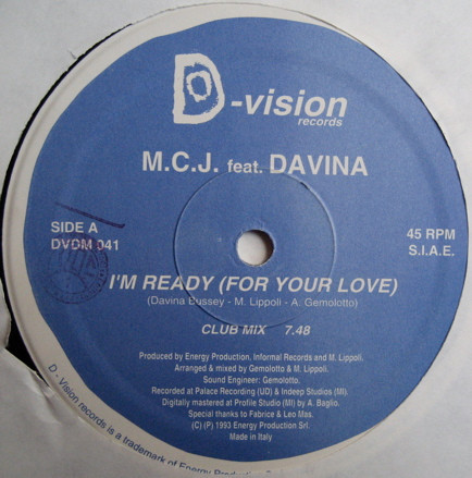 M.C.J. Featuring Davina - I'm Ready (For Your Love) | D:vision Records (DVDM 041) - 2 M.C.J. Featuring Davina - I'm Ready (For Your Love) | D:vision Records (DVDM 041) - 2