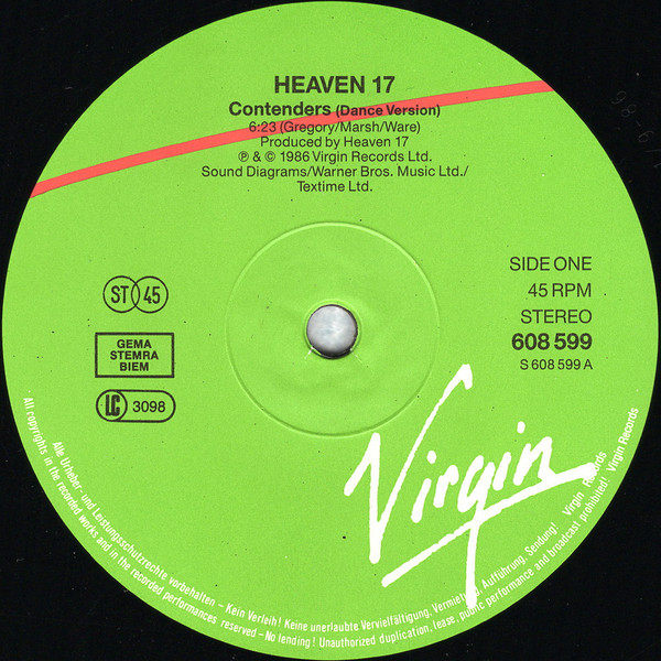 Heaven 17 - Contenders (Dance Mix) | Virgin (608 599) - 3