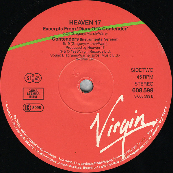 Heaven 17 - Contenders (Dance Mix) | Virgin (608 599) - 4