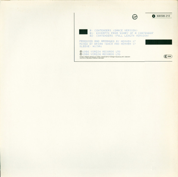 Heaven 17 - Contenders (Dance Mix) | Virgin (608 599) - 2