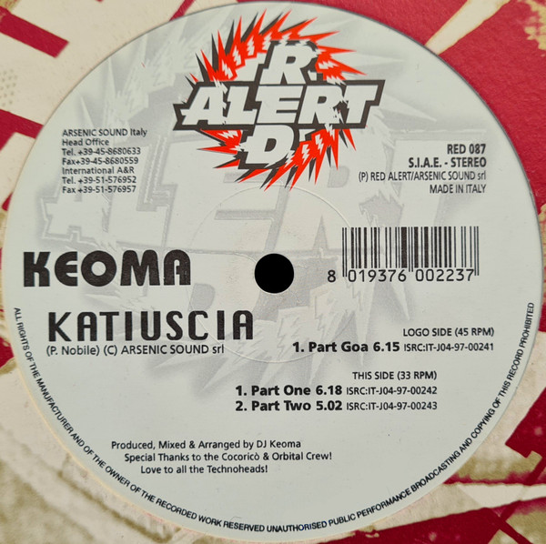 Keoma - Katiuscia | Red Alert (RED 087) - main