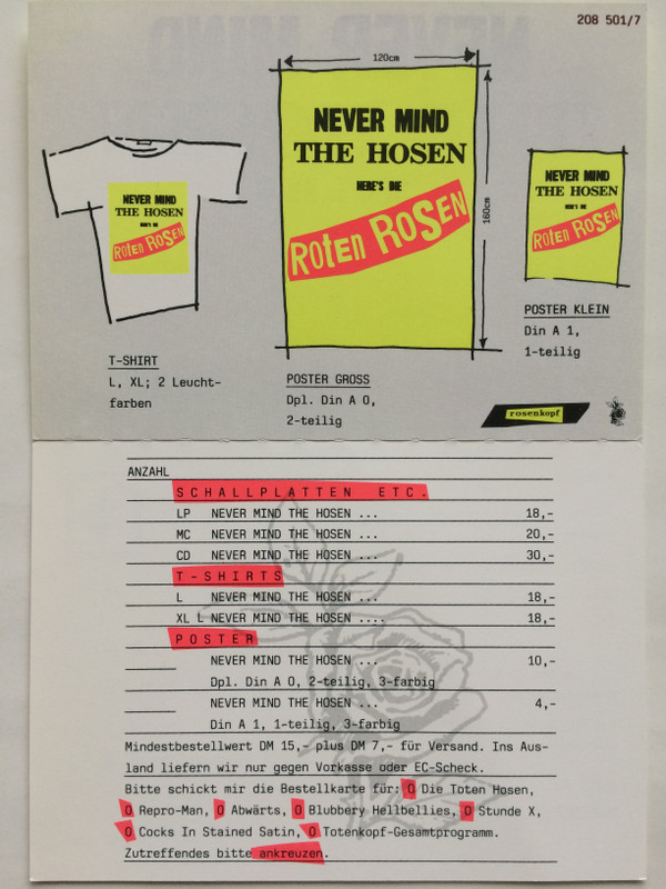 Die Roten Rosen - Never Mind The Hosen Here's Die Roten Rosen (Aus Düsseldorf) | Virgin (208 501) - 8