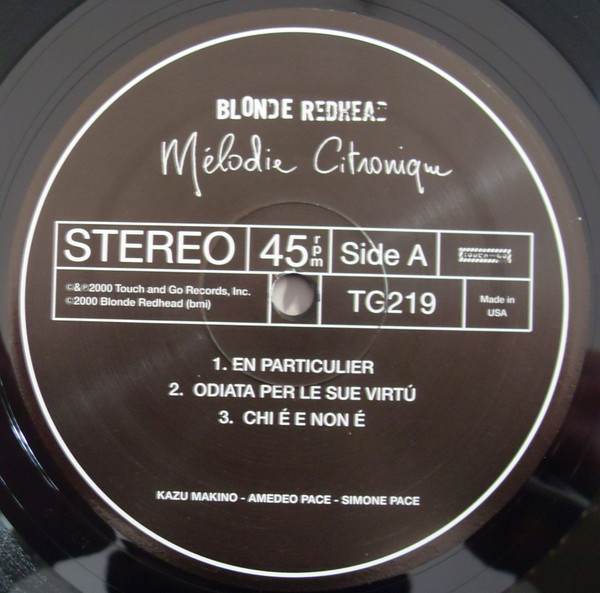 Blonde Redhead - Mélodie Citronique | Touch And Go (TG219) - 3