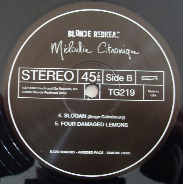 Blonde Redhead - Mélodie Citronique | Touch And Go (TG219) - 4