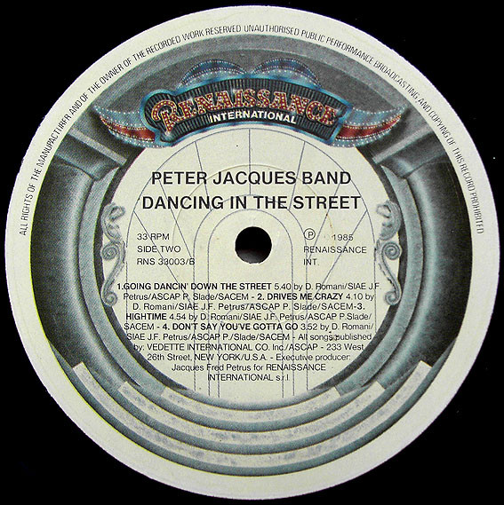 Peter Jacques Band - Dancing In The Street | Renaissance International (RNS 33003) - 3 Peter Jacques Band - Dancing In The Street | Renaissance International (RNS 33003) - 3