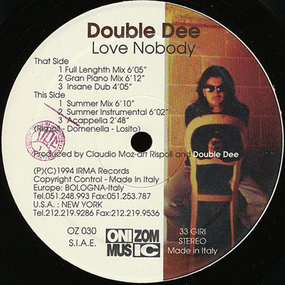 Double Dee - Love Nobody | Onizom Music (OZ 030) - 3 Double Dee - Love Nobody | Onizom Music (OZ 030) - 3