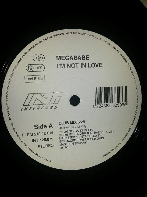 Megababe - I'm Not In Love | Intercord (INT 125.079)
