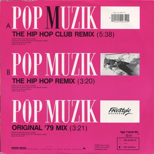 M - Pop Muzik (Remixed By Ben Liebrand) | ZYX Records (ZYX 6179R-12) - 2