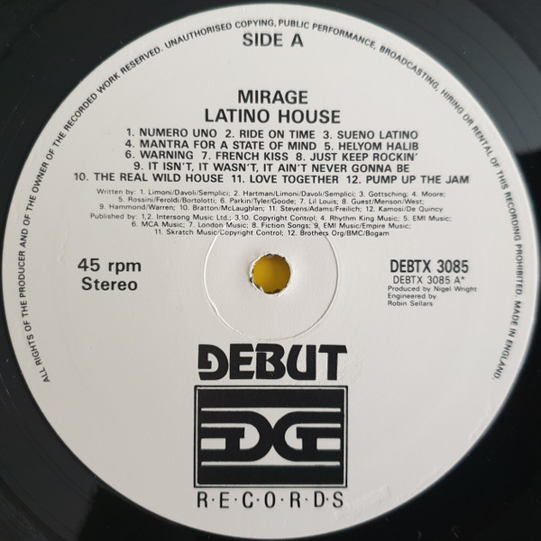Mirage - Latino House | Debut Edge Records (DEBTX 3085) - 3