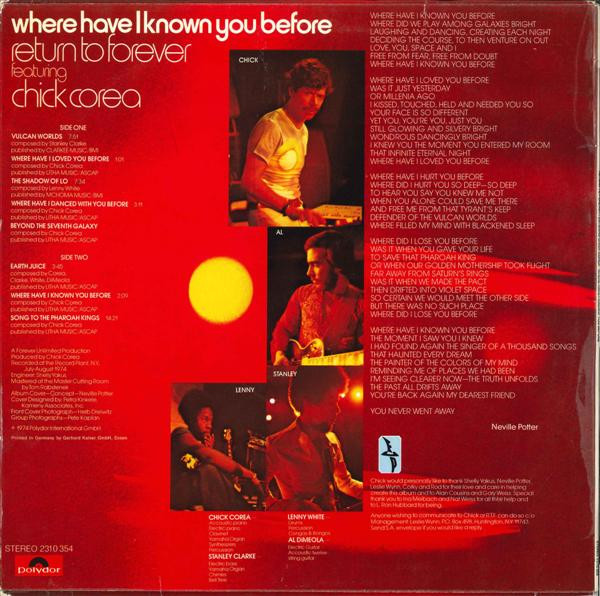 Return To Forever Featuring Chick Corea - Where Have I Known You Before | Polydor (2310 354) - 2 Return To Forever Featuring Chick Corea - Where Have I Known You Before | Polydor (2310 354) - 2