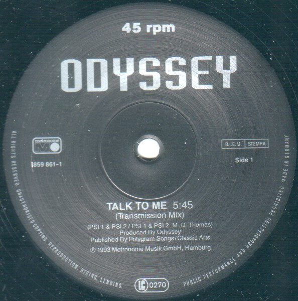 Odyssey - Talk To Me | Metronome (859 861-1) - 3