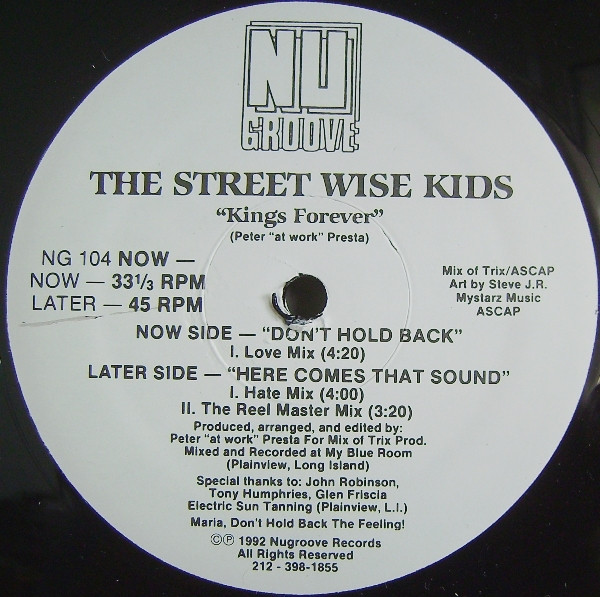 The Street Wise Kids - Kings Forever | Nu Groove Records (NG 104) - main The Street Wise Kids - Kings Forever | Nu Groove Records (NG 104) - main
