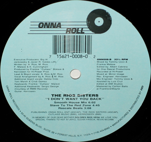 Rios Sisters - I Don't Want You Back | Onna Roll (ONN 008) - 2