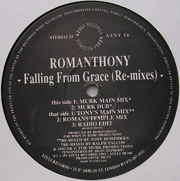 Romanthony - Falling From Grace (Re-Mixes) | Azuli Records (AZNY 16) - 2