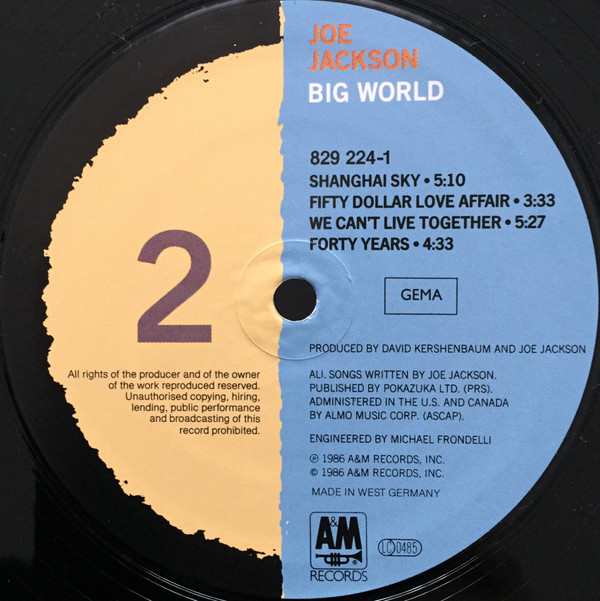 Joe Jackson - Big World | A&M Records (396 021-1) - 4 Joe Jackson - Big World | A&M Records (396 021-1) - 4