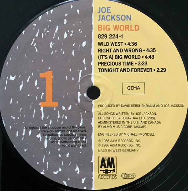 Joe Jackson - Big World | A&M Records (396 021-1) - 3 Joe Jackson - Big World | A&M Records (396 021-1) - 3
