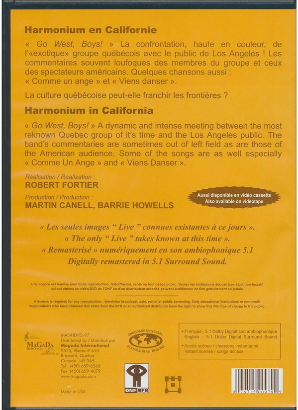 Harmonium - Harmonium En Californie / In California | Magada Héritage International (MAGHDVD-97) - 2 Harmonium - Harmonium En Californie / In California | Magada Héritage International (MAGHDVD-97) - 2