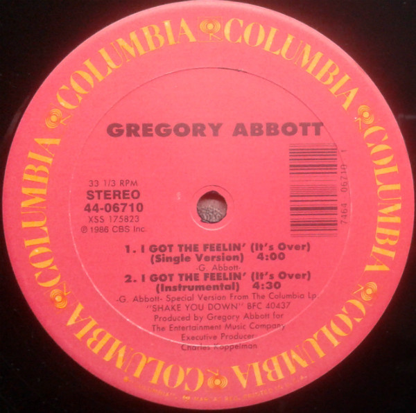 Gregory Abbott - I Got The Feelin' (It's Over) | Columbia (44-06710) - 3