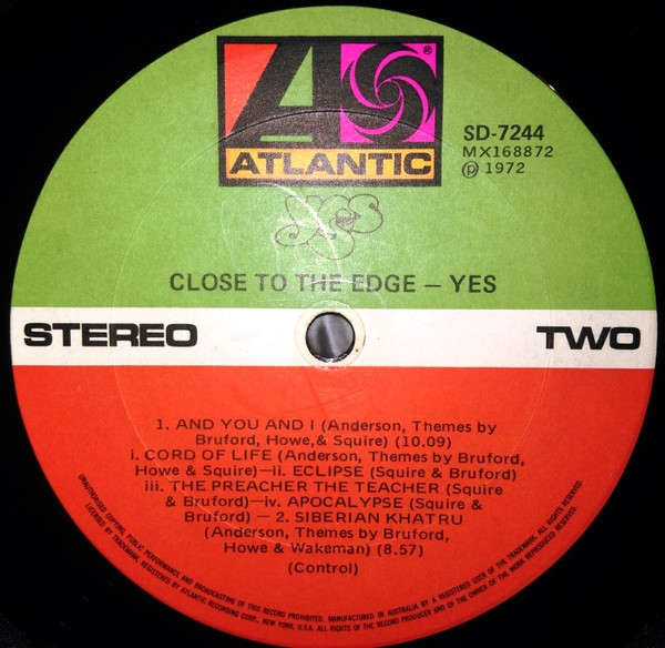 Yes - Close To The Edge | Atlantic (SD7244) - 3