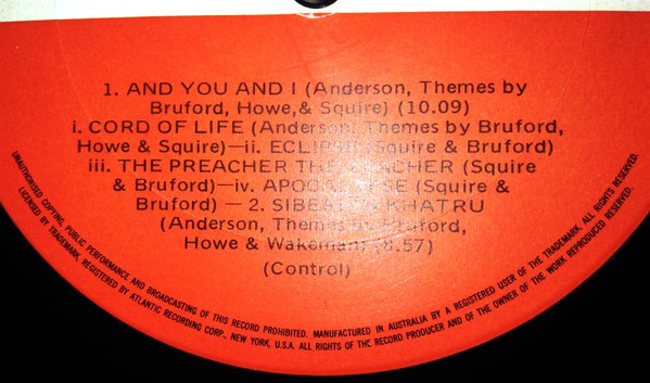 Yes - Close To The Edge | Atlantic (SD7244) - 4