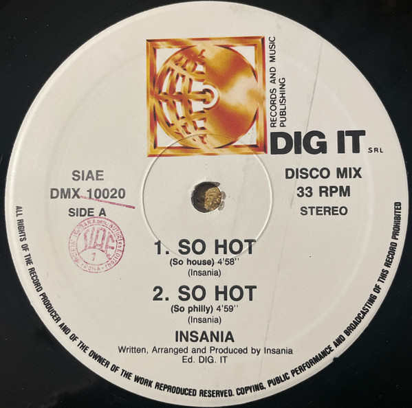 Insania - So Hot | Dig It International (DMX 10020) - 3 Insania - So Hot | Dig It International (DMX 10020) - 3