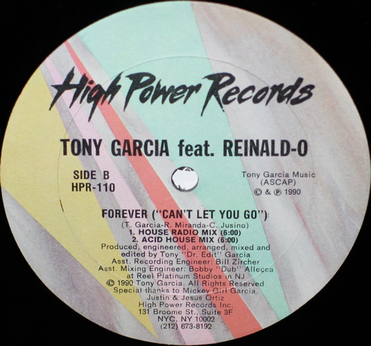 Tony Garcia Feat. Reinald-O - Forever (Can't Let You Go) | High Power Records (HPR-110) - 2