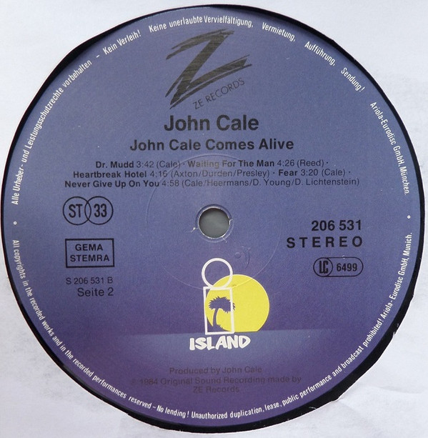 John Cale - John Cale Comes Alive | ZE Records (206 531) - 4