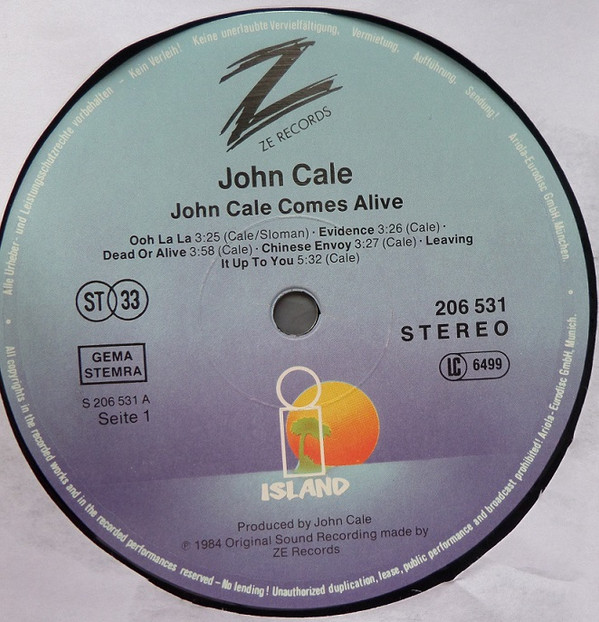 John Cale - John Cale Comes Alive | ZE Records (206 531) - 3
