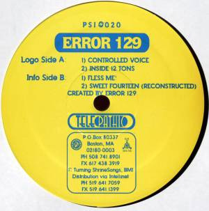 Error 129 - Controlled Voice | Telepathic Recordings (PSI 020) - main Error 129 - Controlled Voice | Telepathic Recordings (PSI 020) - main