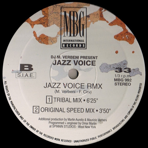 DJ M. Verbeni Presents Jazz Voice - Jazz Voice Rmx | MBG International Records (MBG 992) - main DJ M. Verbeni Presents Jazz Voice - Jazz Voice Rmx | MBG International Records (MBG 992) - main