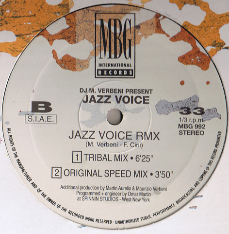 DJ M. Verbeni Presents Jazz Voice - Jazz Voice Rmx | MBG International Records (MBG 992) - 3 DJ M. Verbeni Presents Jazz Voice - Jazz Voice Rmx | MBG International Records (MBG 992) - 3