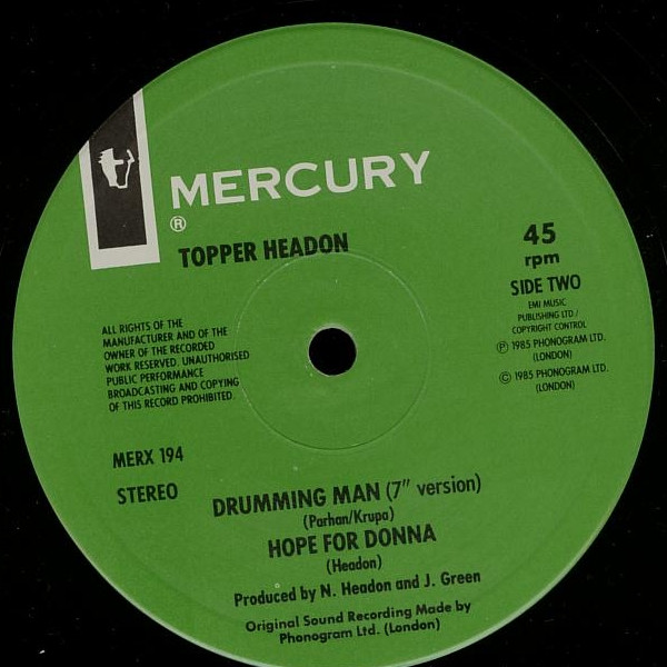 Topper Headon - Drumming Man | Mercury (MERX 194) - 4