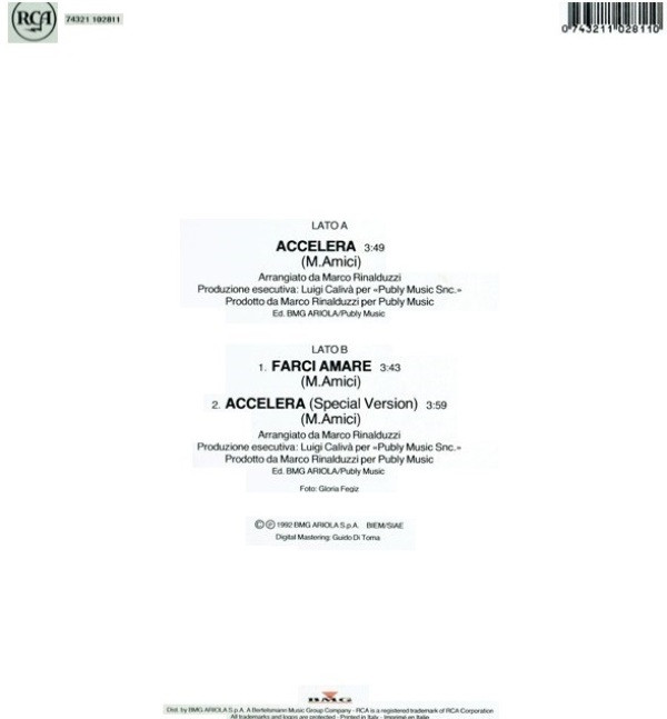Mario Amici - Accelera | RCA Italiana (74321 102811) - 4