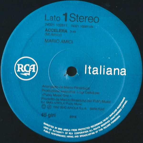 Mario Amici - Accelera | RCA Italiana (74321 102811) - 2