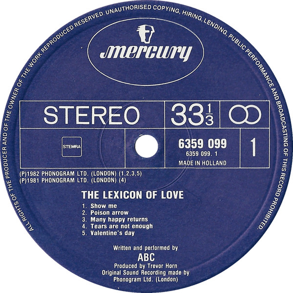 ABC - The Lexicon Of Love | Mercury (6359 099) - 3 ABC - The Lexicon Of Love | Mercury (6359 099) - 3