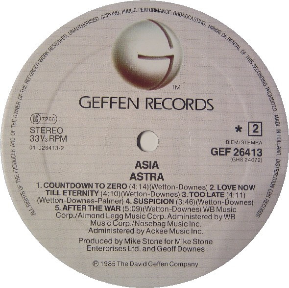 Asia - Astra | Geffen Records (26413) - 4 Asia - Astra | Geffen Records (26413) - 4