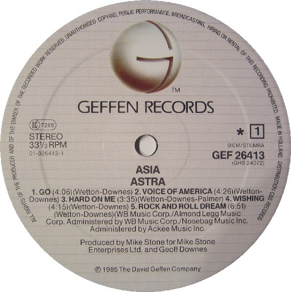 Asia - Astra | Geffen Records (26413) - 3 Asia - Astra | Geffen Records (26413) - 3