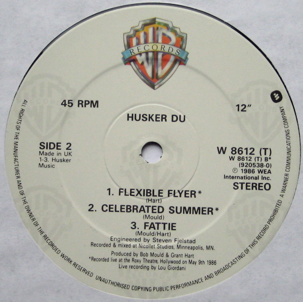Hüsker Dü - Sorry Somehow | Warner Bros. Records (W8612T) - 4